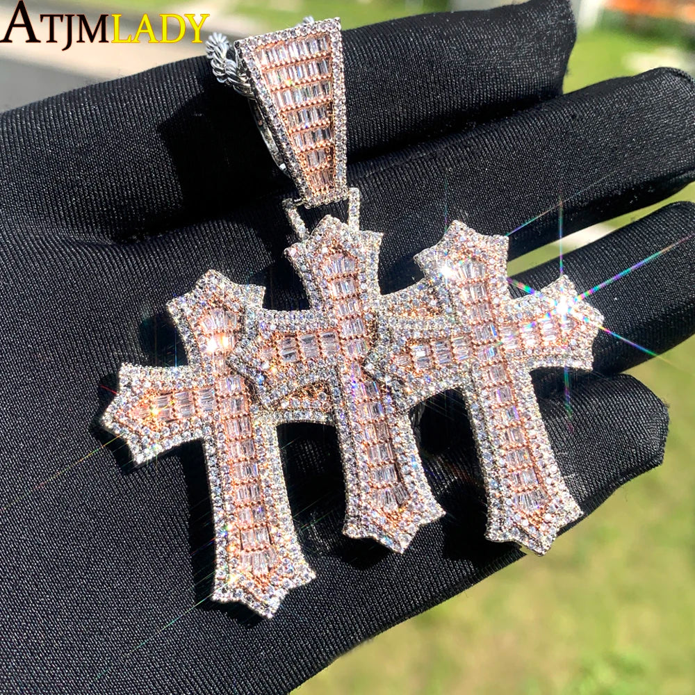 Iced Out Cross Pendant Necklace