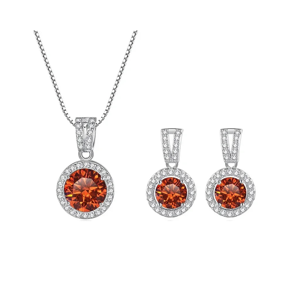 2ct total Moissanite Jewelry Set Sterling Silver 925 Necklace Earrings - Empire P.E