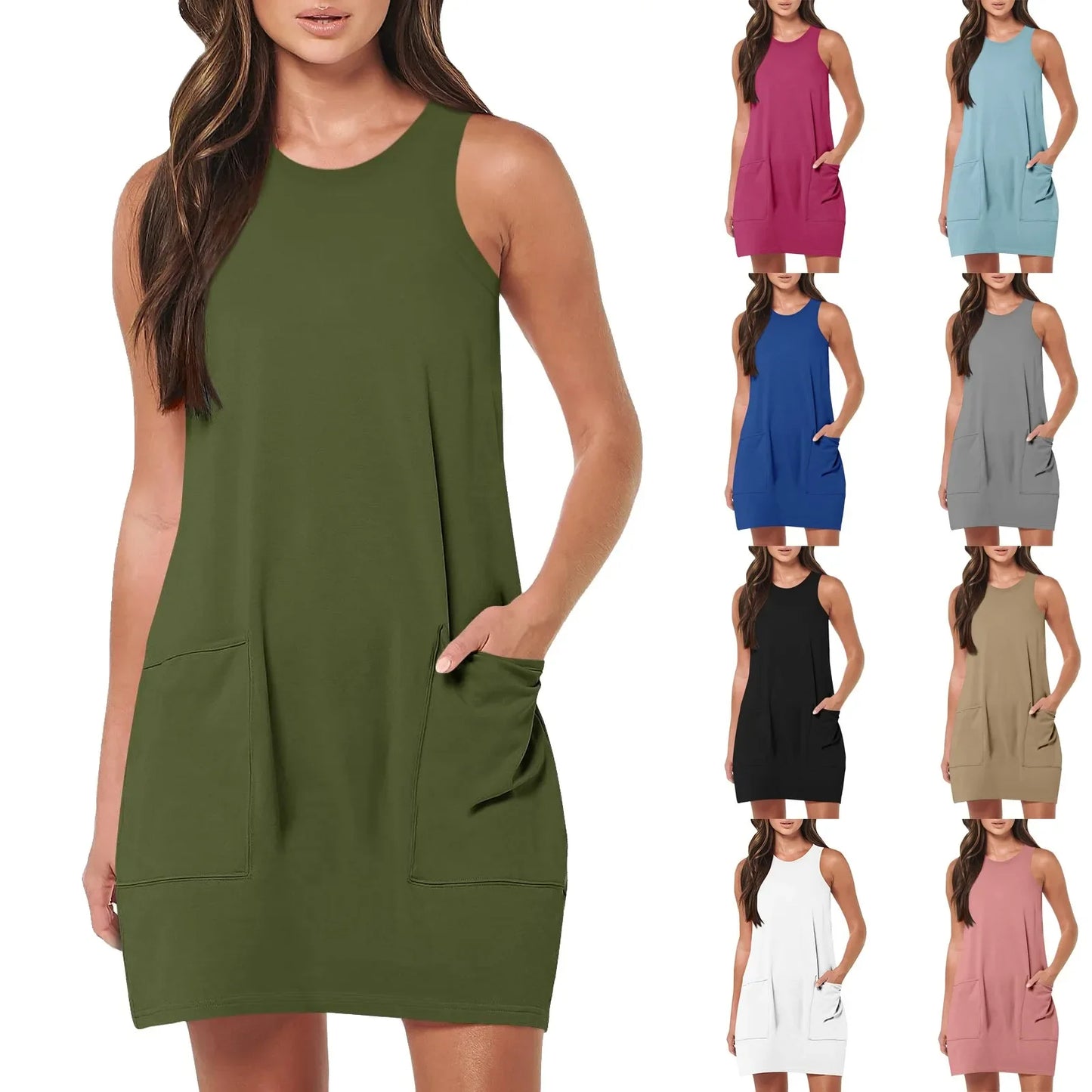 Summer Casual Solid Colour Vintage Sundress - Empire P.E