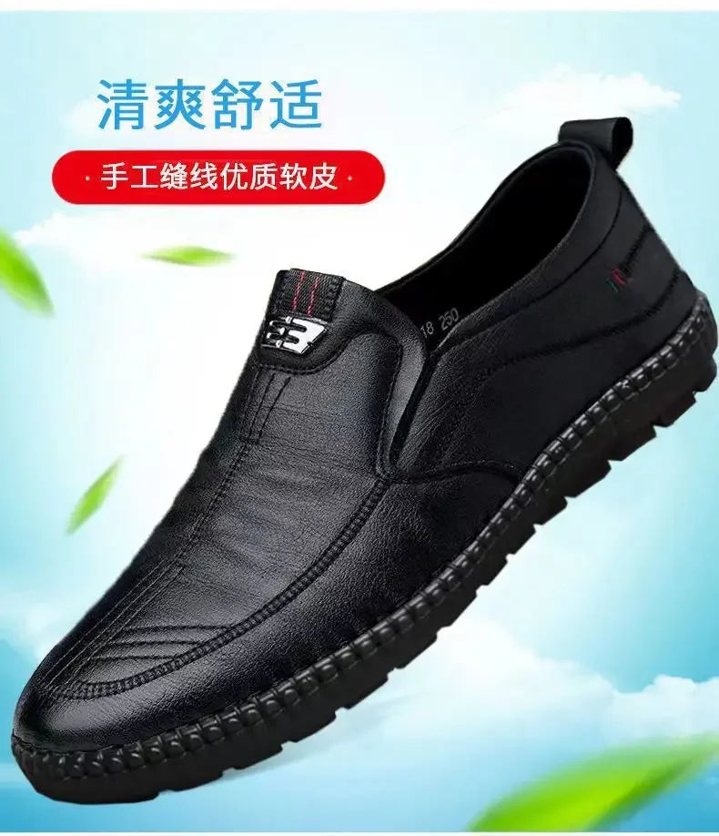 Mens PU Leather Loafers Non Slip Walking Flats - Empire P.E