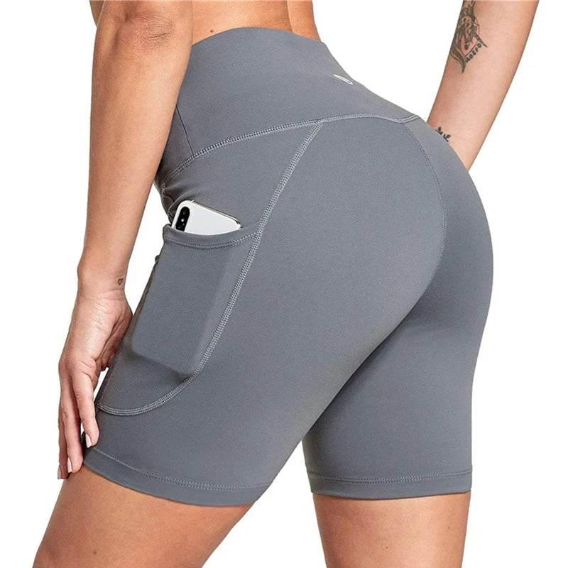 Leggings Women High Waist Yoga Sport Shorts Biker Shorts Women Sports Leggings For Fitness Cross Waist Pocket Yoga Pant - Empire P.E