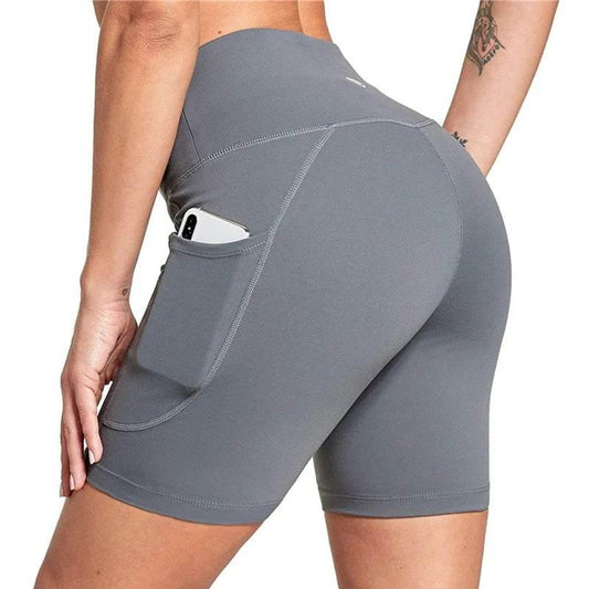 Leggings Women High Waist Yoga Sport Shorts Biker Shorts Women Sports Leggings For Fitness Cross Waist Pocket Yoga Pant - Empire P.E