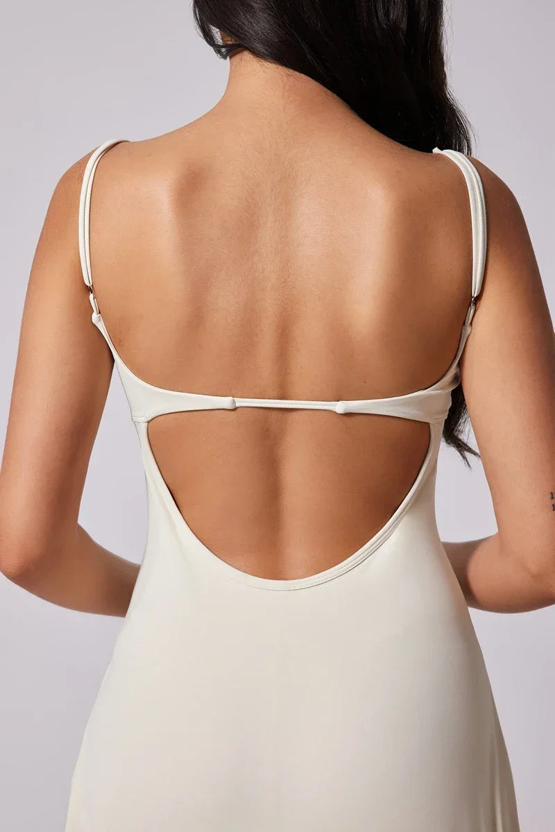 QINACTIVE Women's sports beautiful back dress Removable chest cushion cushion breathable outdoor yoga tennis skirt - Empire P.E