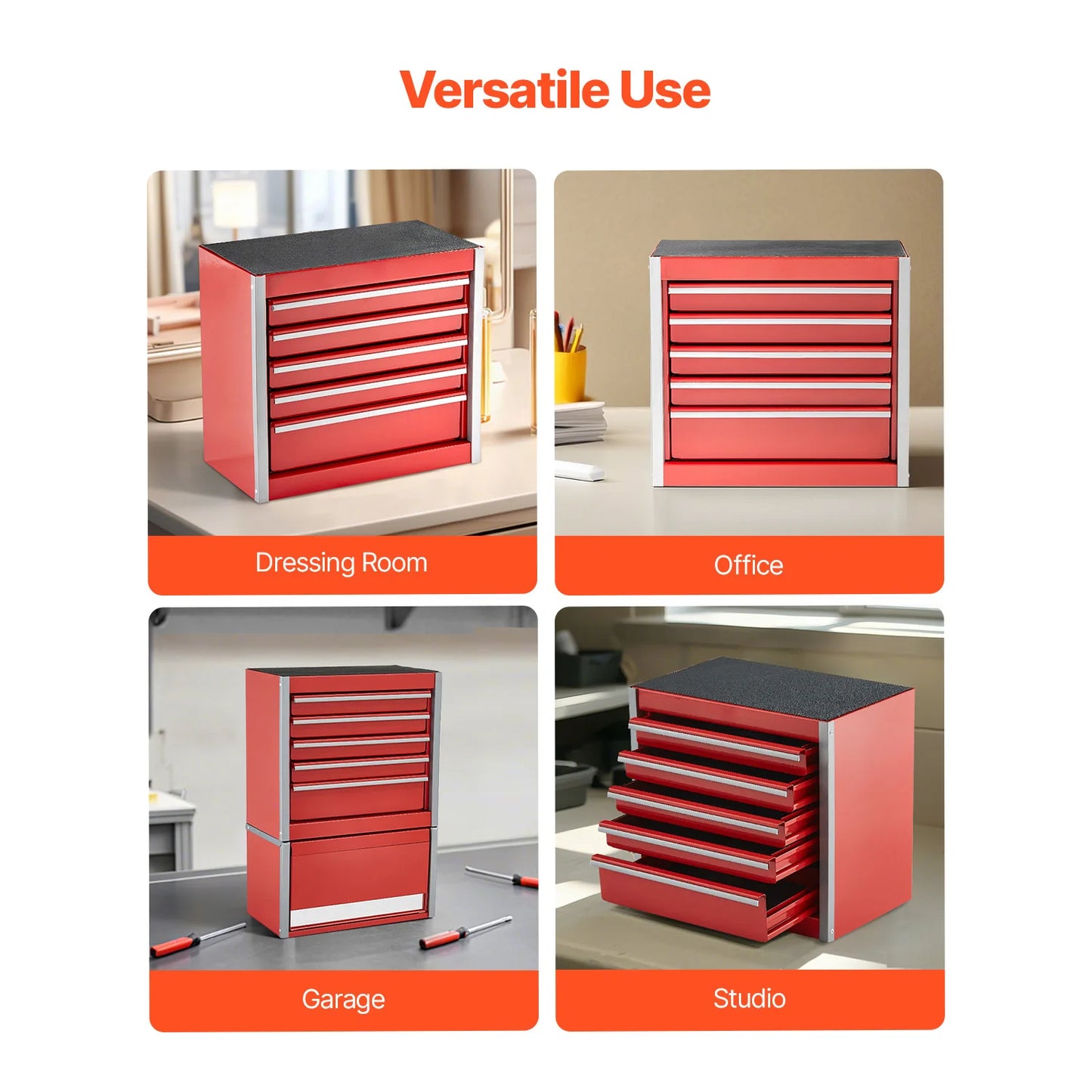 SucceBuy 5-Drawer 8.6in Metal Tool Box