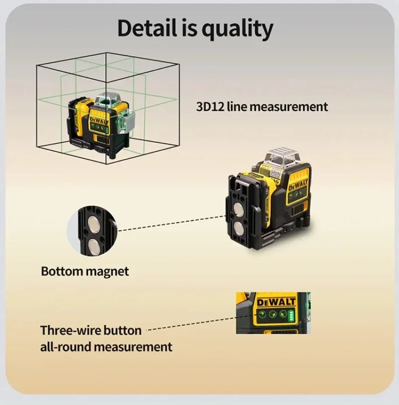 2025 Dewalt Laser LeveL DW089LG Self Levelling 12 Line 3 x 360 Degrees Green Beam - Empire P.E