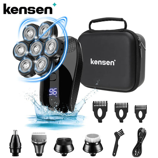Kensen 5 In 1 Electric Shaver 7D Floating Cutter Head Rechargeable Shaver Kit For Men IPX6 Waterproof Beard Trimmer head shavers - Empire P.E