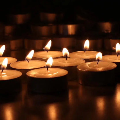 Box of 10 Scentless Smokeless Tealight Candles with 2.5 Hours of Extended Burn Time