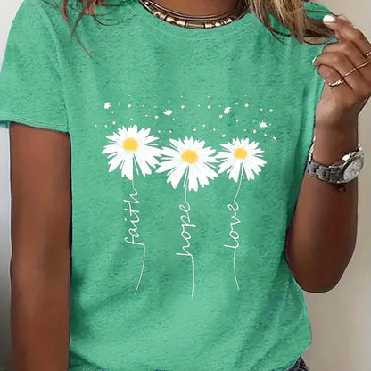 2024 New Women's Flower Print Party T-shirt