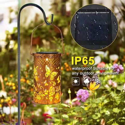 Solar Outdoor Hanging LED Butterfly Hollowed Decorative Lantern Garden Lights