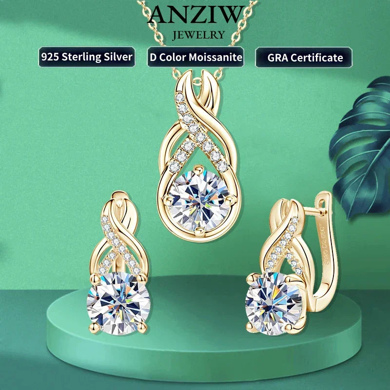 8mm 2.0CT D Moissanite Jewelry Sets 925 Sterling Silver - Empire P.E