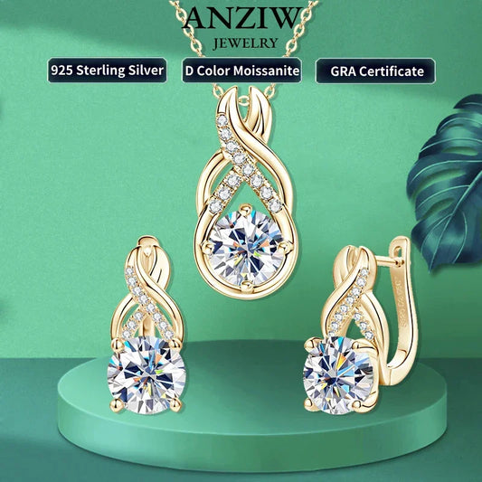 8mm 2.0CT D Moissanite Jewelry Sets 925 Sterling Silver - Empire P.E