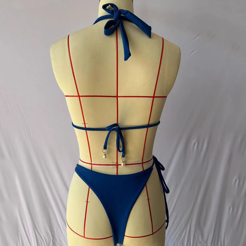 Solid Halter Neck Swimsuit - Empire P.E