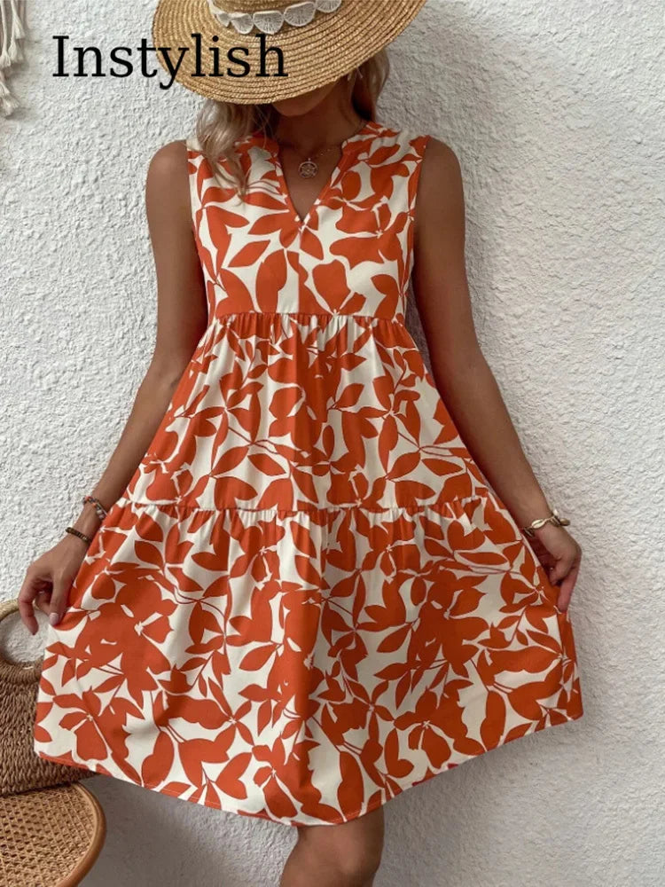 Women Boho Print Mini Dress Summer Elegant - Empire P.E