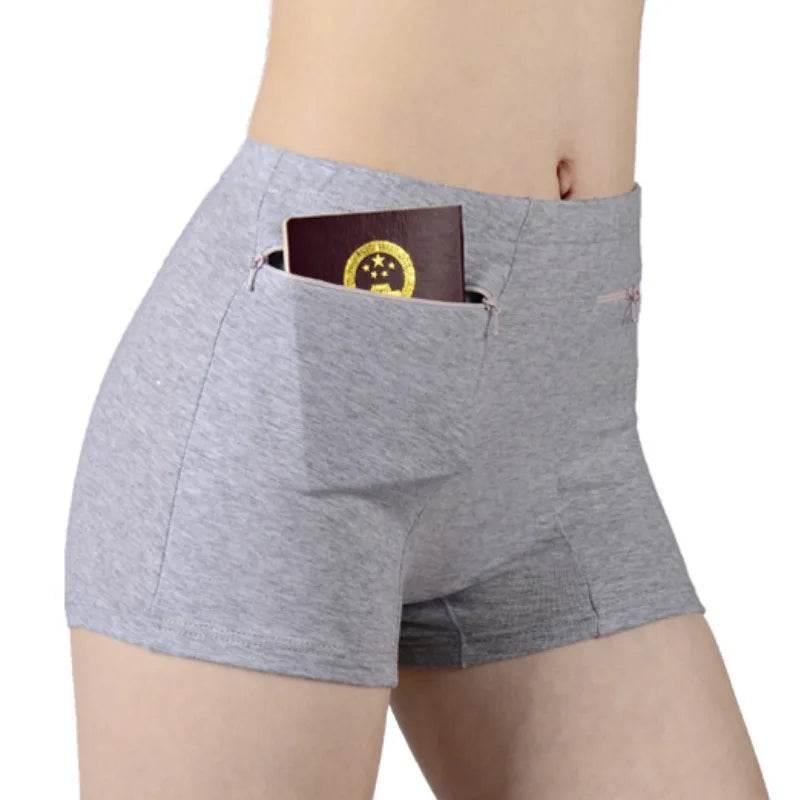 Plus Size Women Safety Short Pants Soft Boyshort Under Skirt Shorts With Zipper Pockets Breathable Theft-proof Female Underwear - Empire P.E