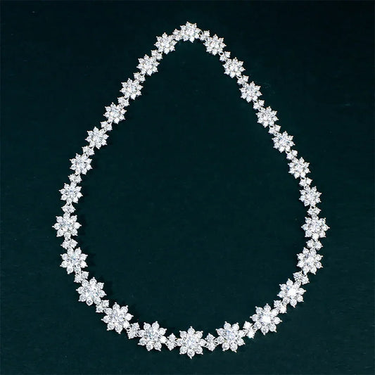 Luxury Flower Moissanite Jewelry Set 925 Sterling Silver Lab Diamond - Empire P.E