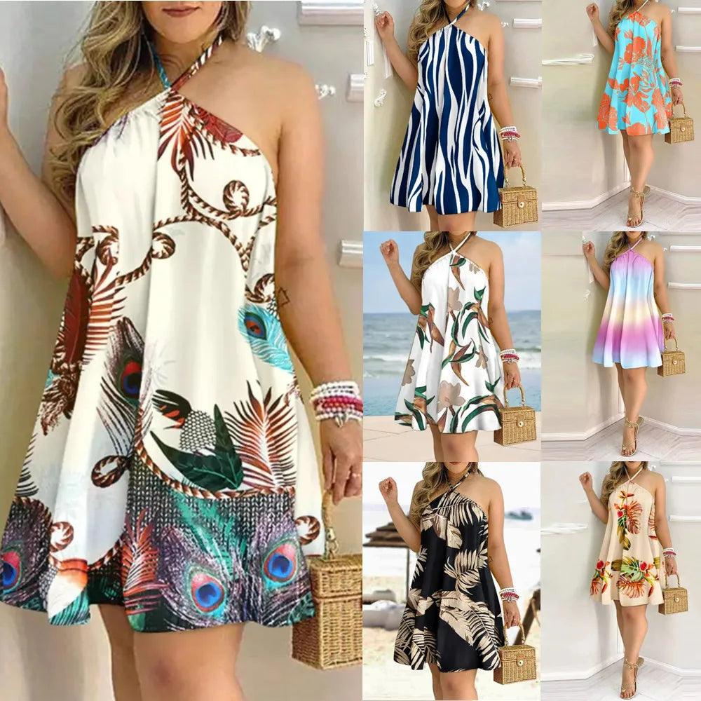 Floral Print Halter Neck Dress Boho Backless Halter Dress For Spring Summer Women's Clothing - Empire P.E