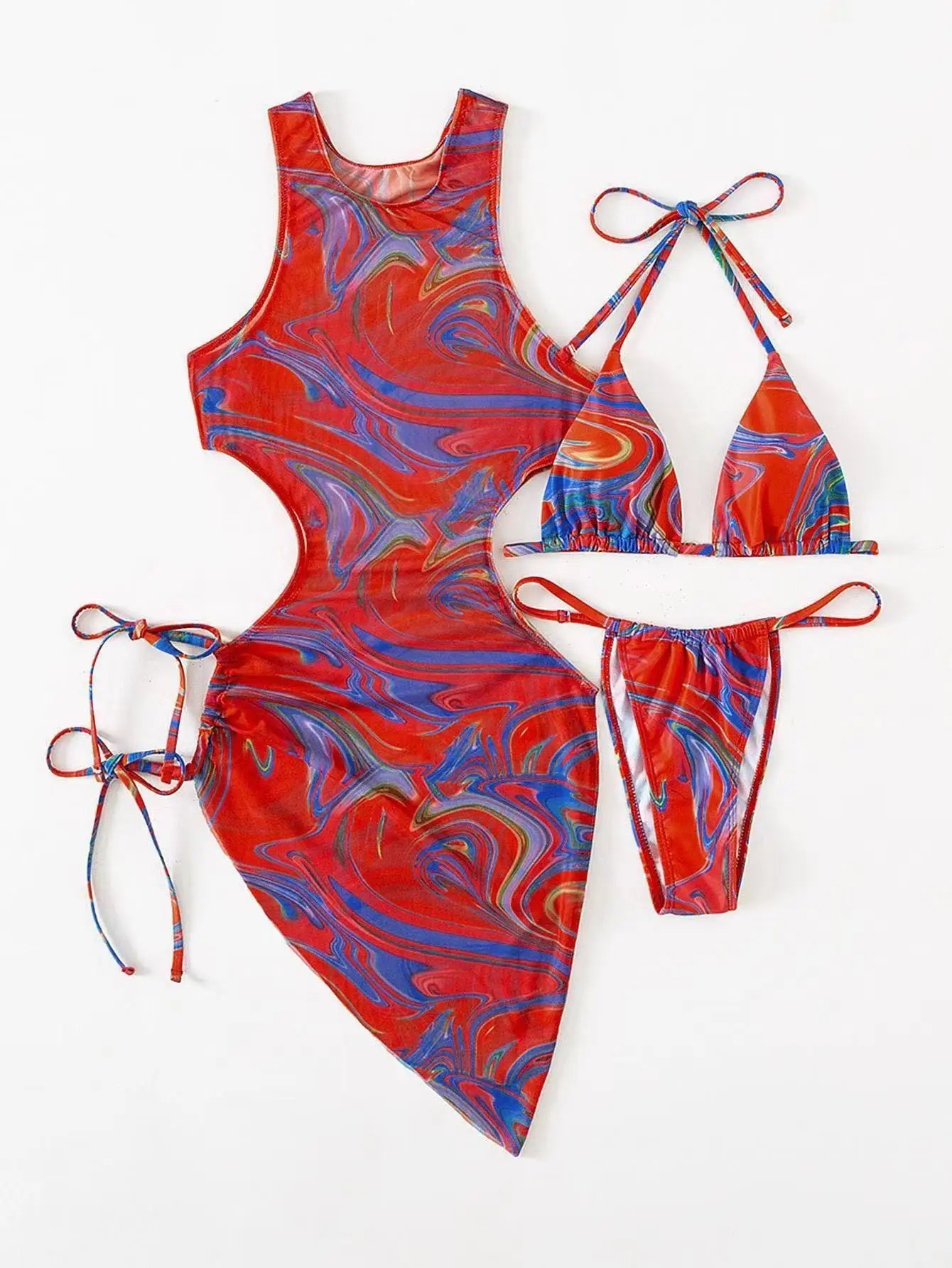 3 Pieces Bikini Set Women Leopard Halter Sexy Swimsuit 2026