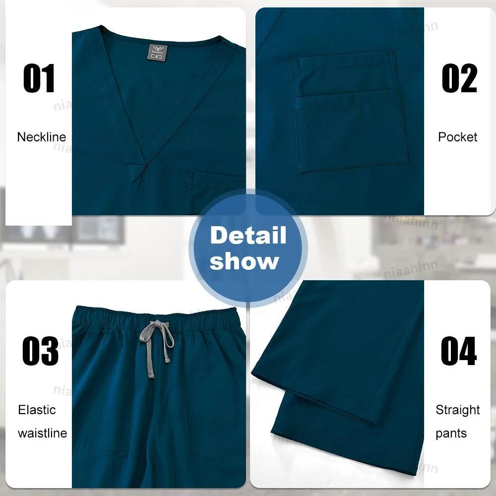 Scrubs Set Anti-Wrinkle Medical Surgical Scrub Uniform Men Women - Empire P.E