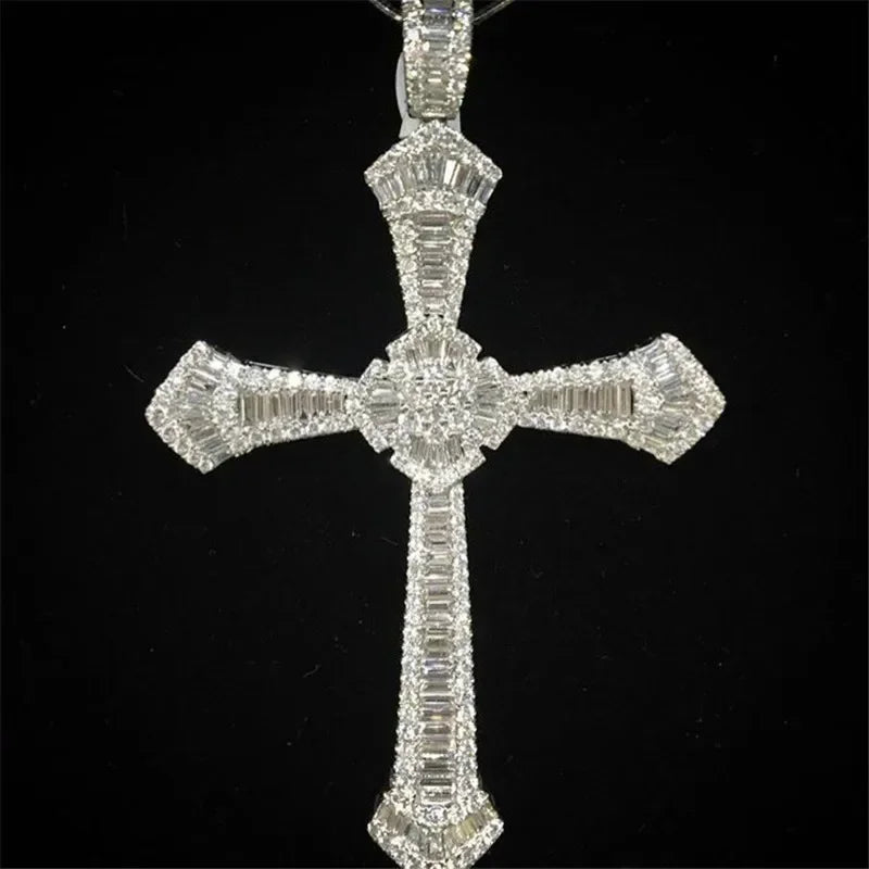 Luxury Hiphop Lab Diamond Cross Pendant 925 Sterling Silver - Empire P.E