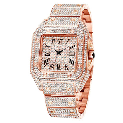 Men's Business Square Starry Sky Steel Belt Diamond Watch