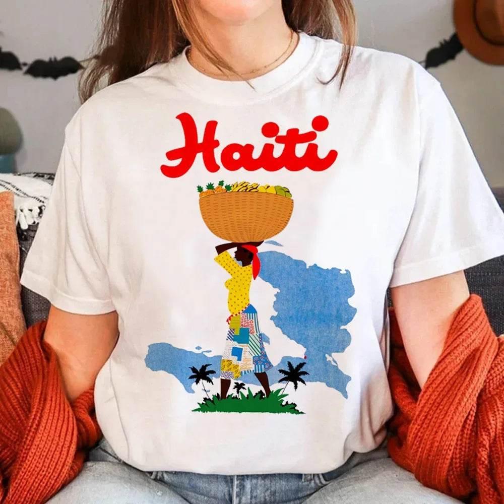 Haiti T Shirt Women Funny Y2K Harajuku T-shirts Female Funny Clothing Aesthetic Clothes Women Clothing - Empire P.E