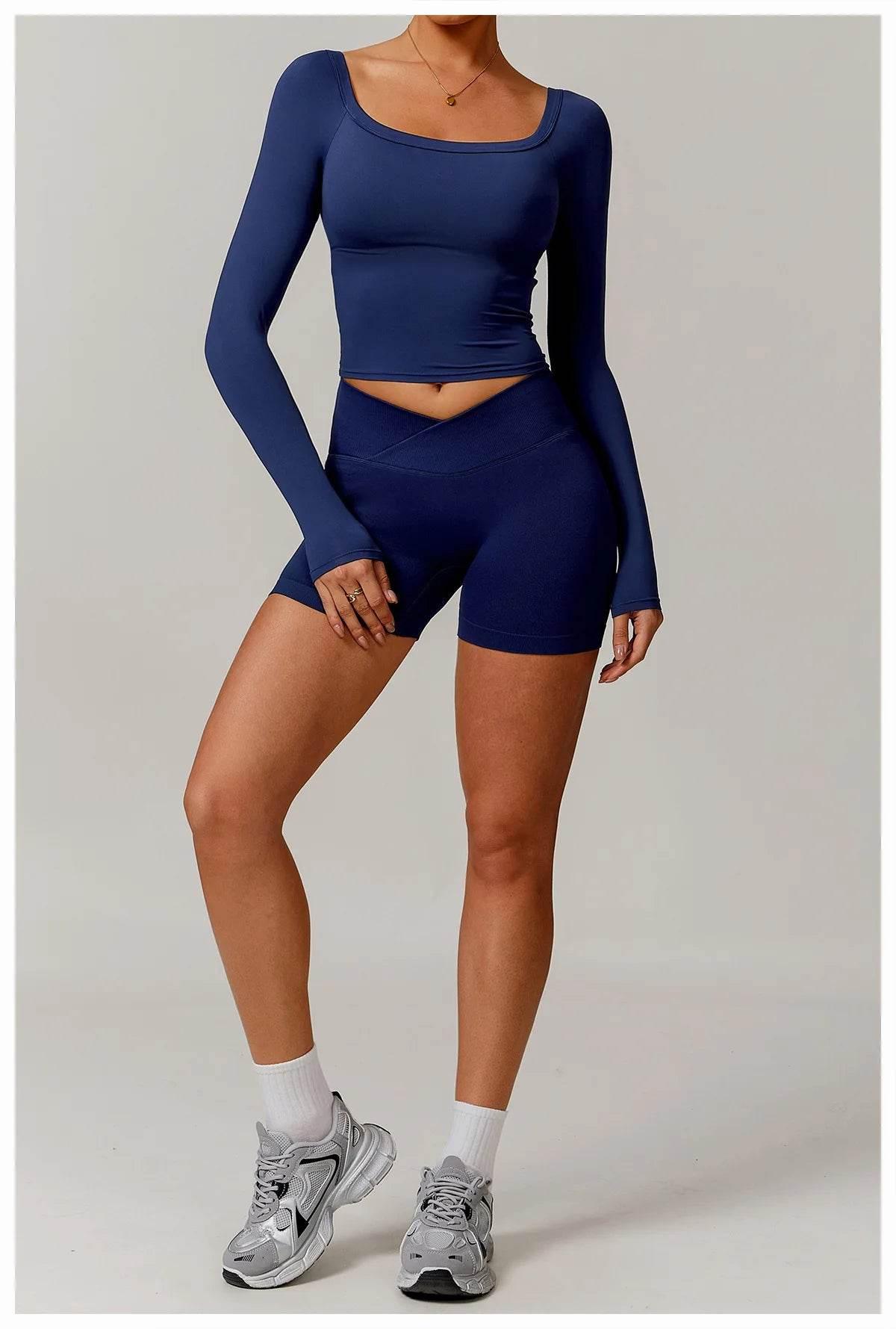 Women Yoga Shirts Crop Tops Long Sleeves Shirts for Women Yoga Sports Fitness Gym Clothing Running Workout Tops Sports Shirts - Empire P.E