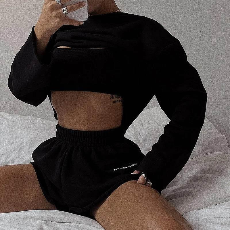 2025 New Sport Wear High Street Track Suits Sweatshirt Shorts Sets New Matching Sets 3 Pieces Set Women's Suits - Empire P.E