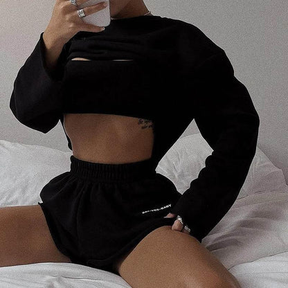 2025 New Sport Wear High Street Track Suits Sweatshirt Shorts Sets New Matching Sets 3 Pieces Set Women's Suits - Empire P.E