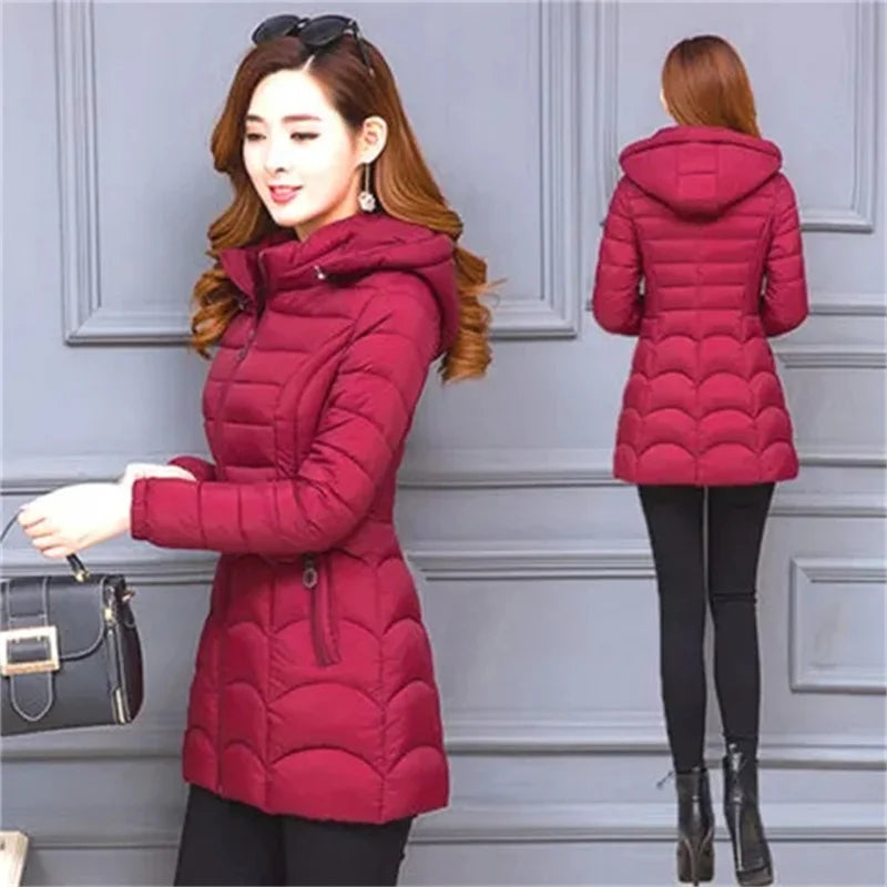 Women's 2024 Slim Down Cotton Hooded Jacket - Empire P.E