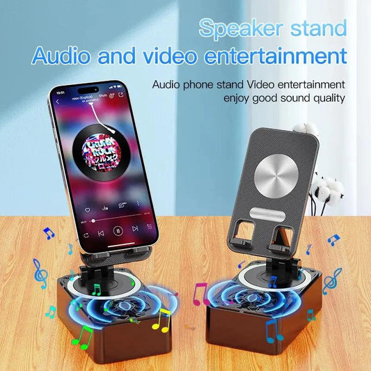 New Cell Phone Holder Stand With Bluetooth Speaker Adjustable Desktop Live Lazy Tablet Bracket Support Portable Wireless Speaker - Empire P.E