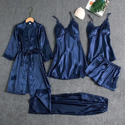 5-piece Set of Women's Sexy Silk Nightgown - Empire P.E