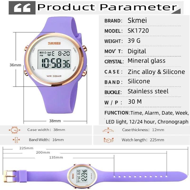 Fashion Digital Watches for Womens Waterproof LED Light Silicone Strap - Empire P.E