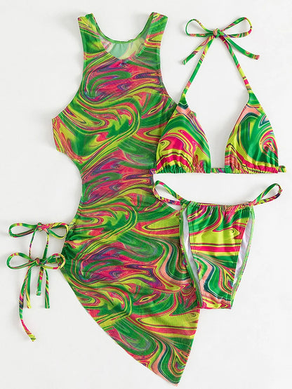 3 Pieces Bikini Set Women Leopard Halter Sexy Swimsuit 2026