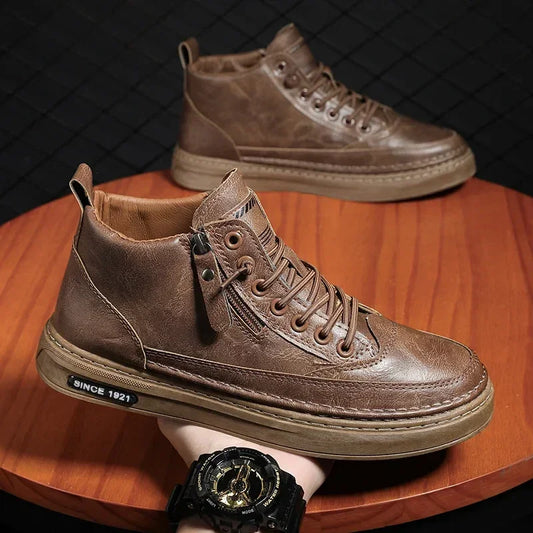 Men Boots Winter High Top Leather Casual Outdoor Shoes - Empire P.E