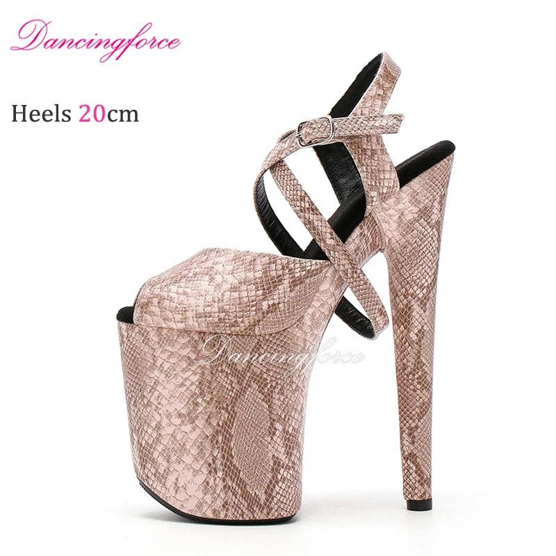 20CM/8inches Snake Print Stripper Pole Dance Shoes - Empire P.E