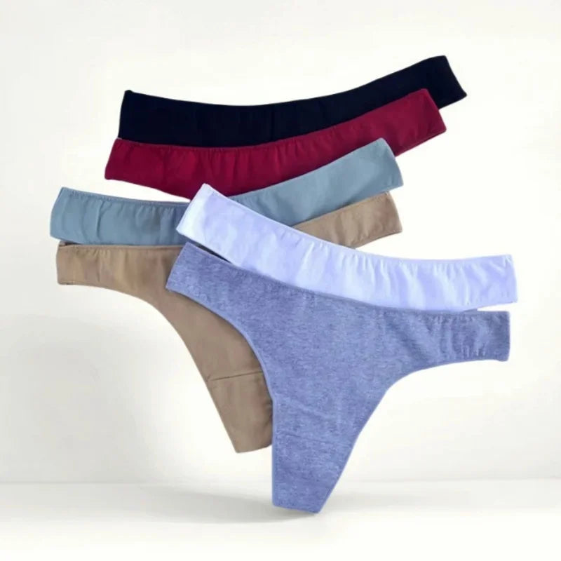 4Pcs/Set Cotton Panties Women Thongs Low Rise G-String - Empire P.E