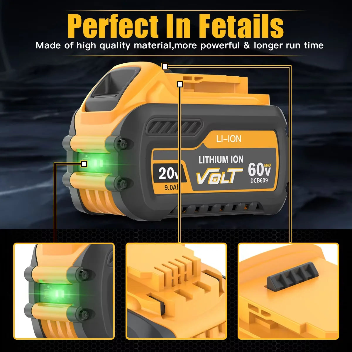 60V 9000mAh For Dewalt DCB609 Battery Replacement Li-ion Battery DCB200 DCB205 DCB606 DCB206 DCB209 DCB182 Power Tool Battery - Empire P.E