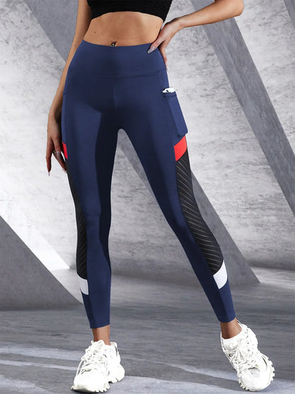 Colorblocked Mesh High Waist Yoga Pants - Empire P.E