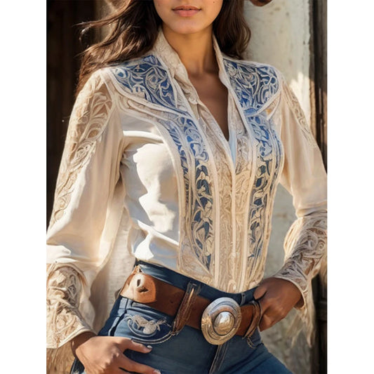 Elegant Women Tops Western Print - Empire P.E