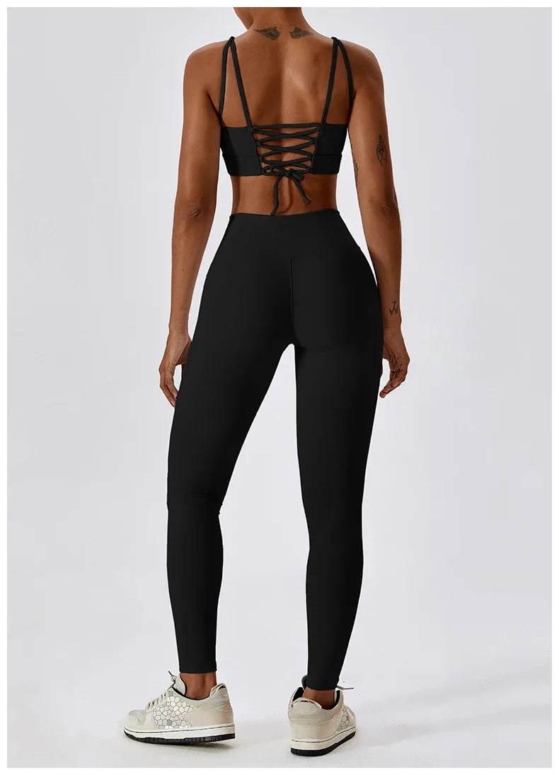 2PCS Seamless Yoga Set Gym Clothes Sportswear Yoga Suits For Women Fitness Rib Tracksuits Sports Bra Gym Leggings Sports Suits - Empire P.E