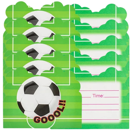 10/20/30Pcs Soccer Party Invitations Sports Theme Paper Cartoon Invitation Cards for Kids Boys Birthday Baby Shower Decorations