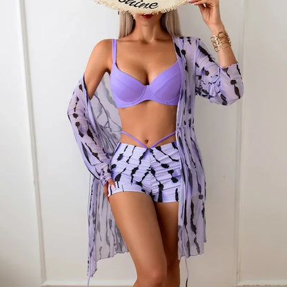 Women's 3 Pack Print High Waist Bikini Sets