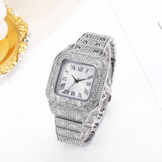 Men's Business Square Starry Sky Steel Belt Diamond Watch