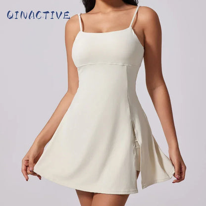 QINACTIVE Women's sports beautiful back dress Removable chest cushion cushion breathable outdoor yoga tennis skirt - Empire P.E