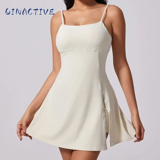 QINACTIVE Women's sports beautiful back dress Removable chest cushion cushion breathable outdoor yoga tennis skirt - Empire P.E