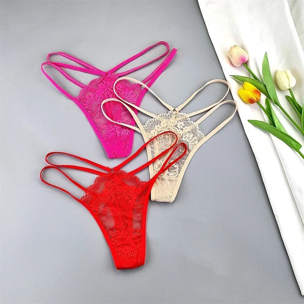 3 Pcs Lace Thin Strap Thong Women Low Waist - Empire P.E