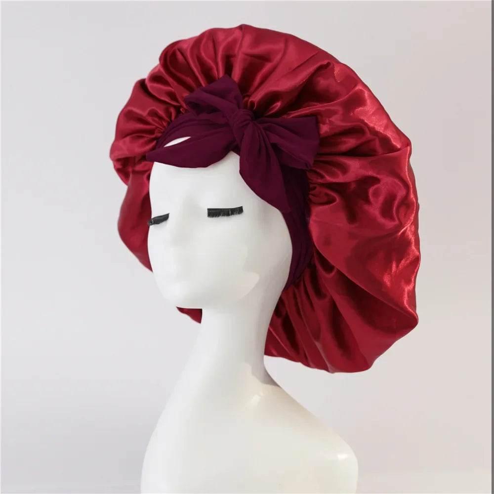 Adjustable Satin Silk Bonnet with Tie Band for Women - Empire P.E
