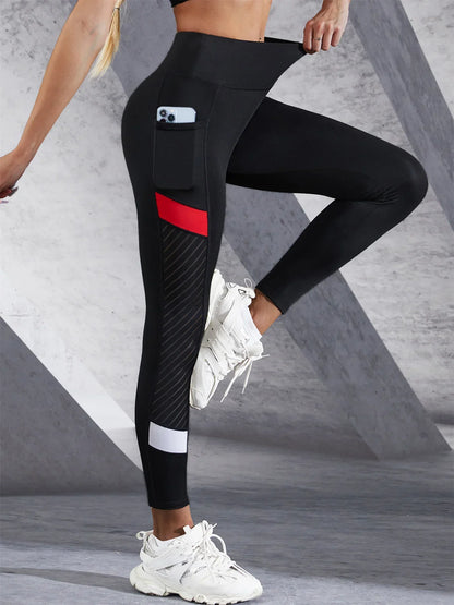 Colorblocked Mesh High Waist Yoga Pants - Empire P.E
