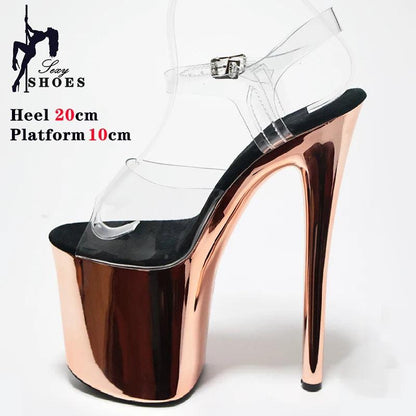 8 Inches Women Shine Electroplated Pole Dance Shoes - Empire P.E