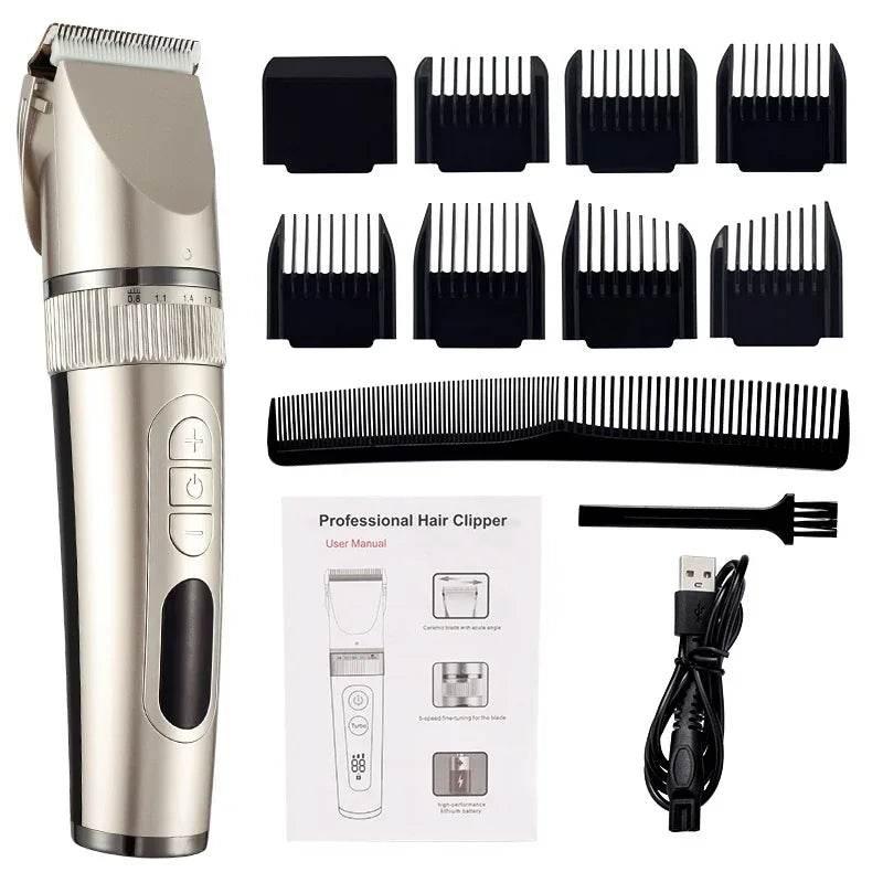 Electric Hair Clipper Men's Professional Hair Clipper Ceramic Blade Household Low Noise Trimmer USB Charging Men's Haircut Tools - Empire P.E